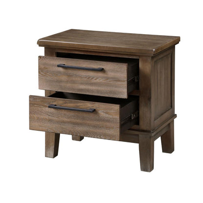 Furniture Cagney Solid Wood 2-Drawer Nightstand in Vintage Brown