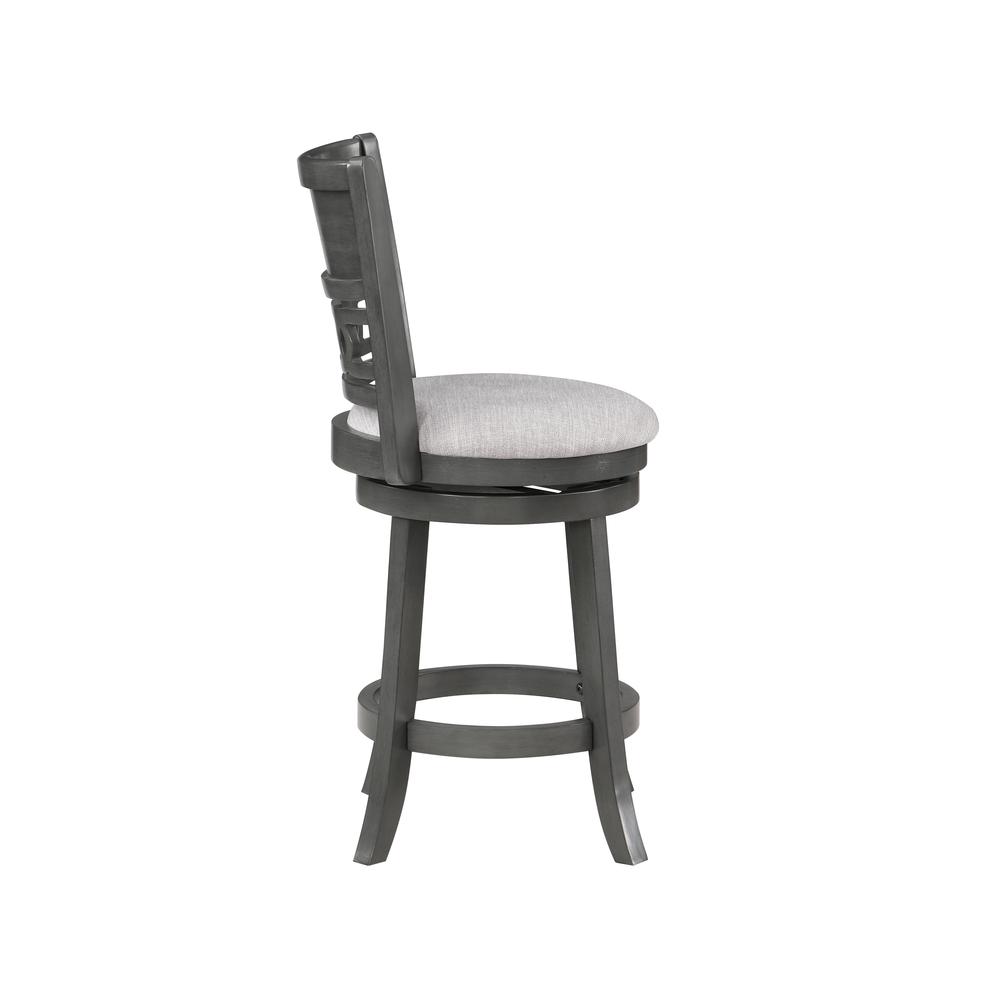 Gia 24" Solid Wood Swivel Counter Stool with Fabric Seat in Gray