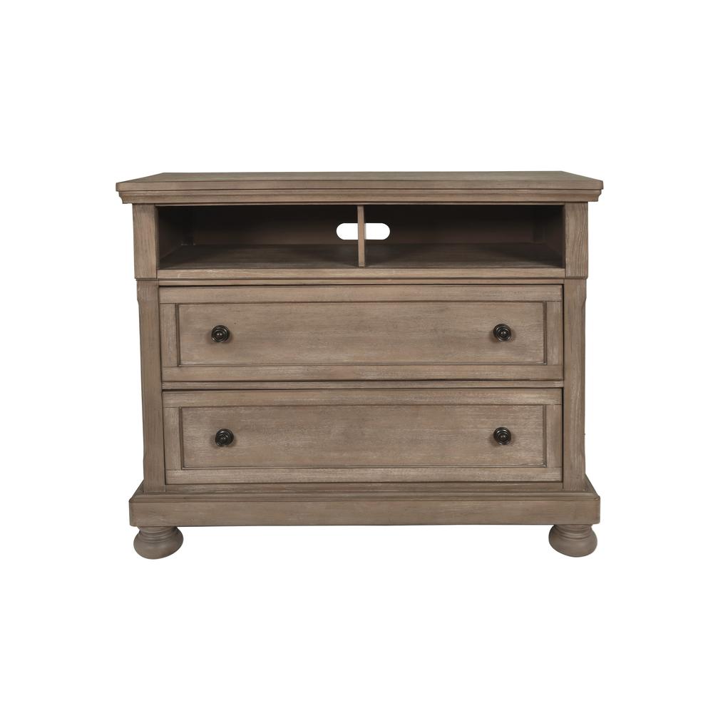 Furniture Allegra 2-Drawer Wood Media Console in Pewter