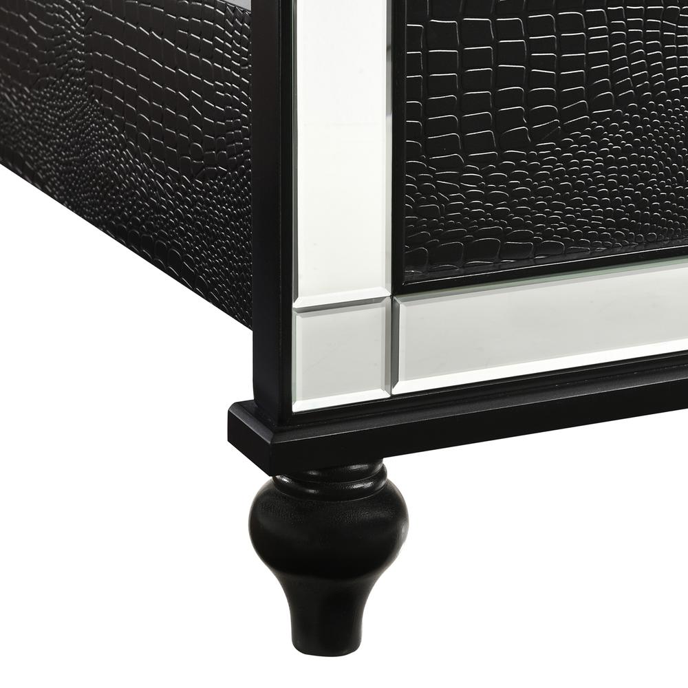 Furniture Valentine Solid Wood California King Lighted Bed in Black