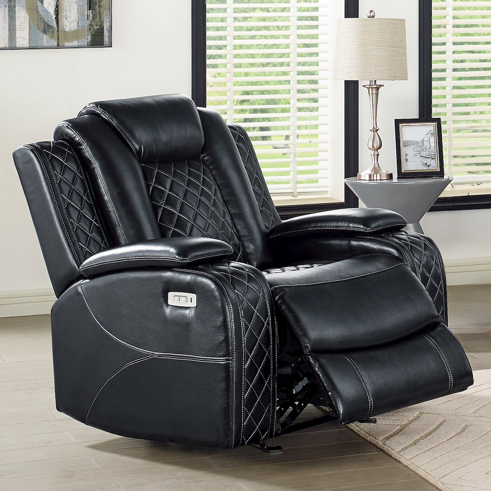 Orion II Faux Leather Power Glider Recliner, Black