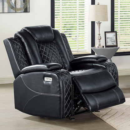 Orion II Faux Leather Power Glider Recliner, Black