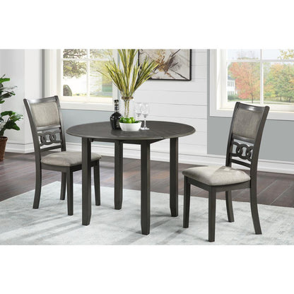 Gia 3-Piece 42" Wood Round Dining Set with 2 Chairs in Gray