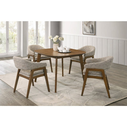 Miller 5-Pc Wood Square Dining Set w Arm Chairs in Walnut