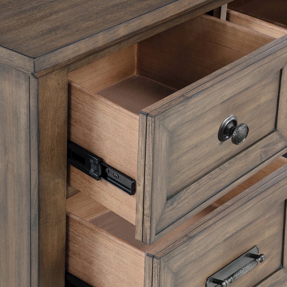 Mariana 2-Piece Wood Dresser with Mirror, Vintage Mocha