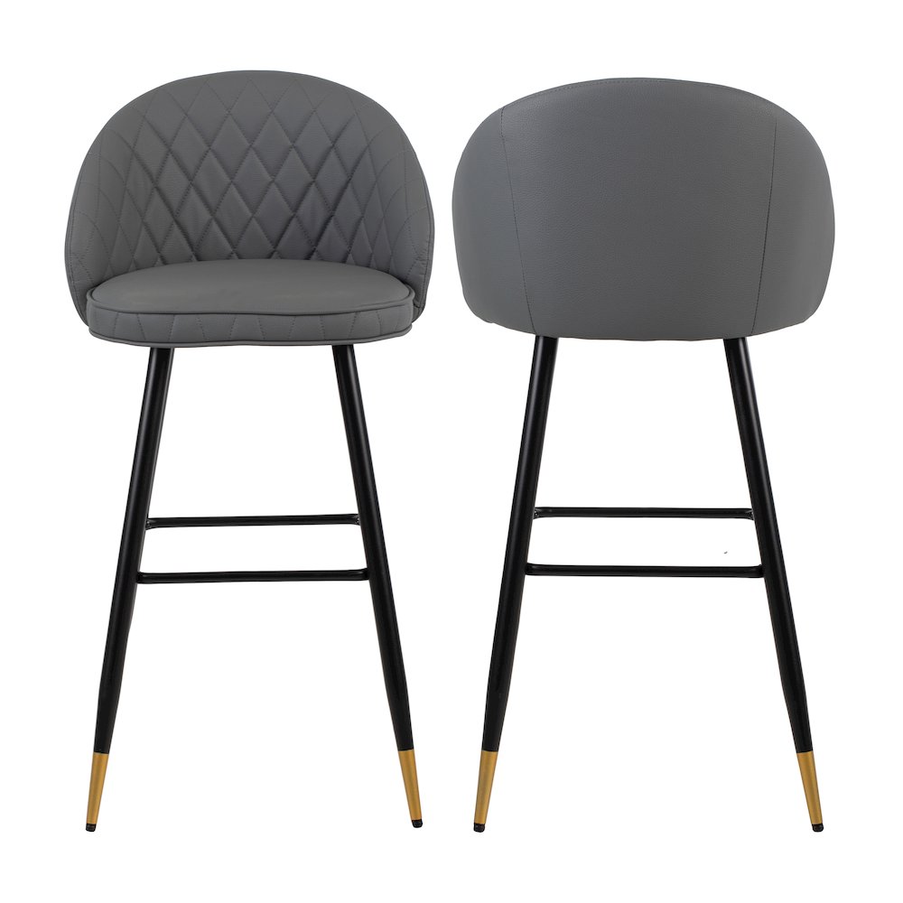 Oliver Vegan Leather Bar Chair in Gray (Set of 2)