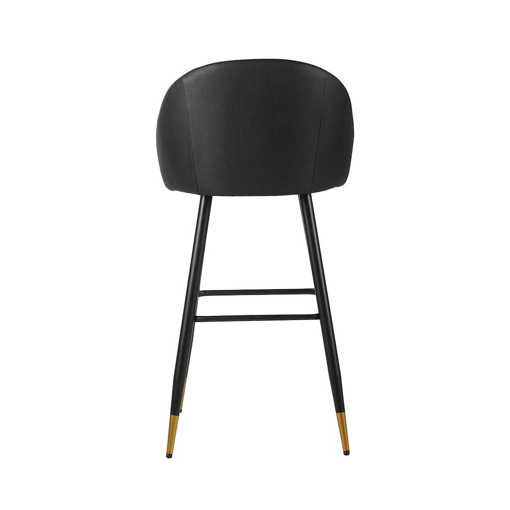 Oliver Vegan Leather Bar Chair in Black (Set of 2)