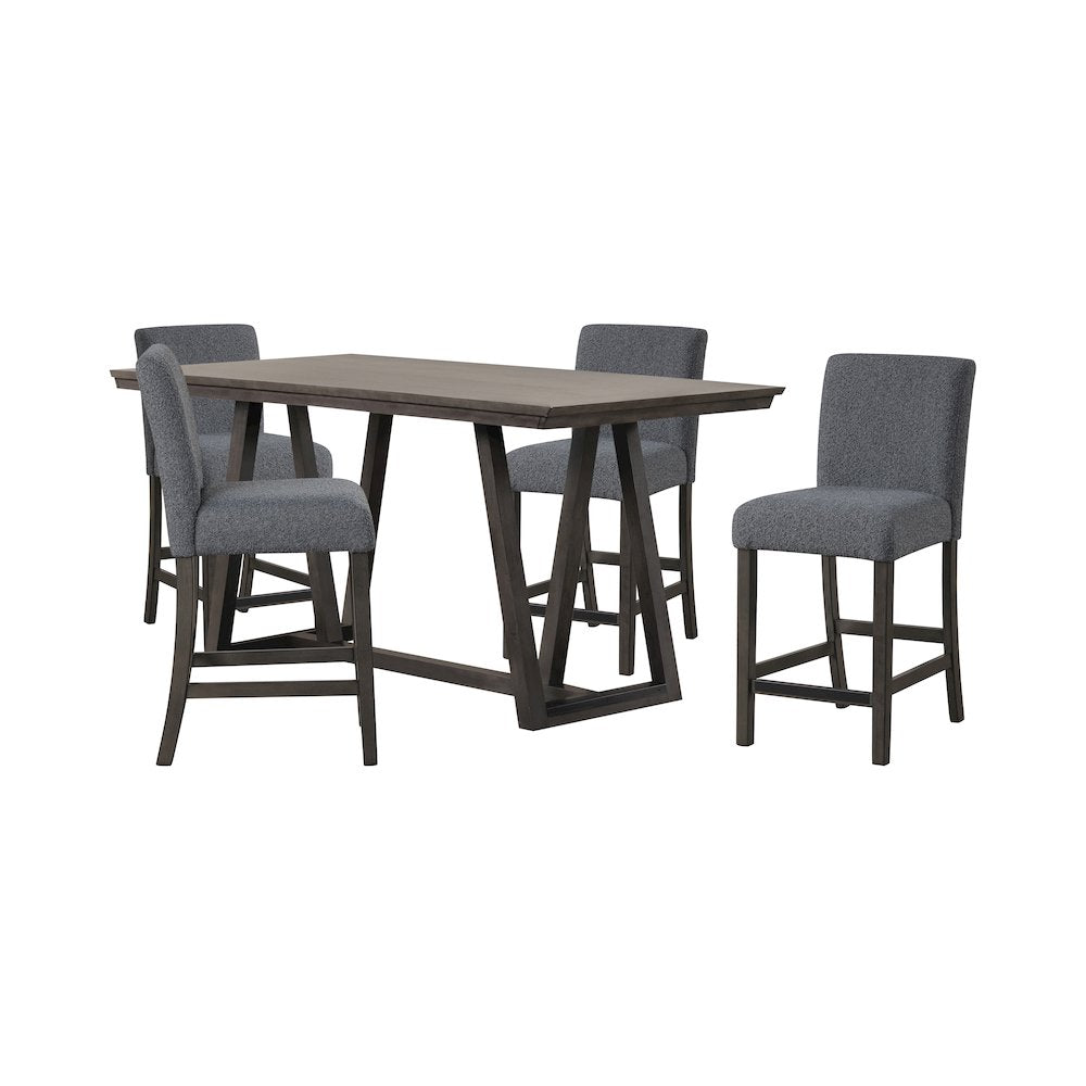 High Line 5-Piece Wood Rectangular Counter Table Set, Gray