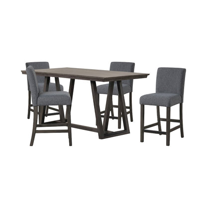 High Line 5-Piece Wood Rectangular Counter Table Set, Gray