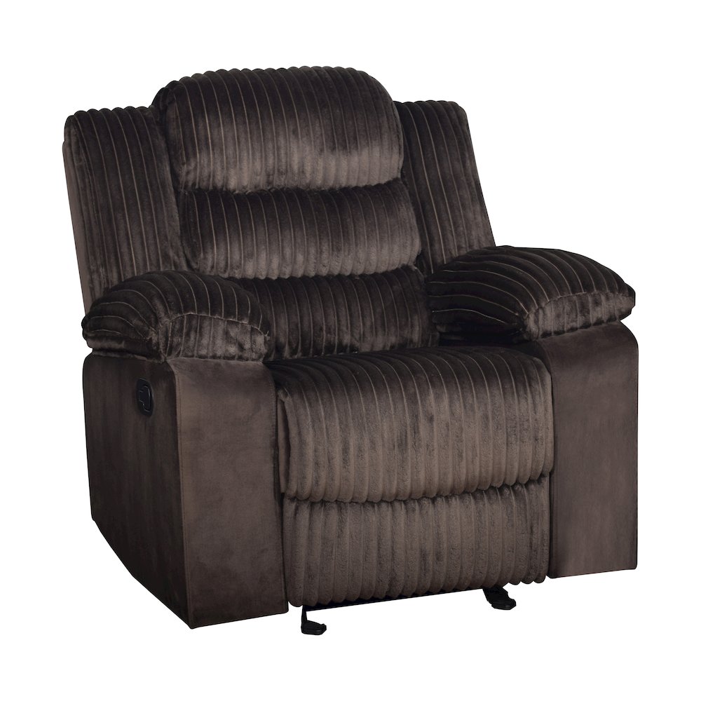 Willow Wood & Fabric Glider Recliner in Brown