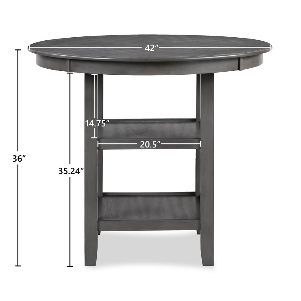 Cori 5-Piece Wood Round Counter Table Set with 4 Chairs in Gray