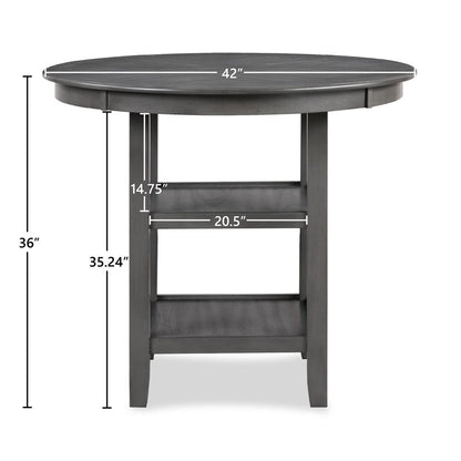 Cori 5-Piece Wood Round Counter Table Set with 4 Chairs in Gray