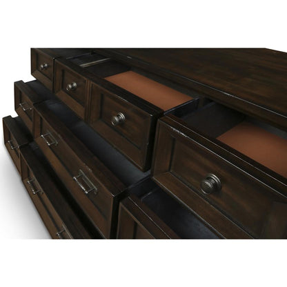 Furniture Sevilla Solid Wood 9-Drawer Dresser in Walnut