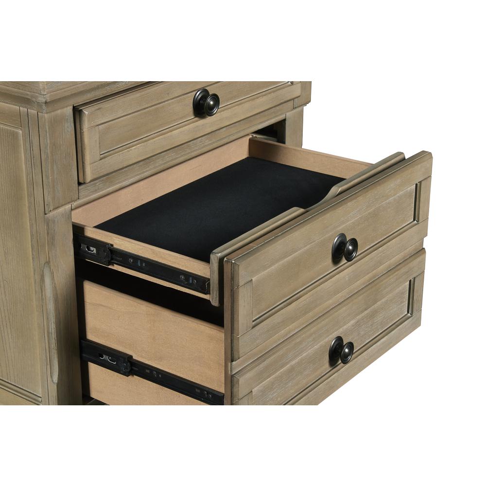 Furniture Allegra 3-Drawer Wood Nightstand in Pewter
