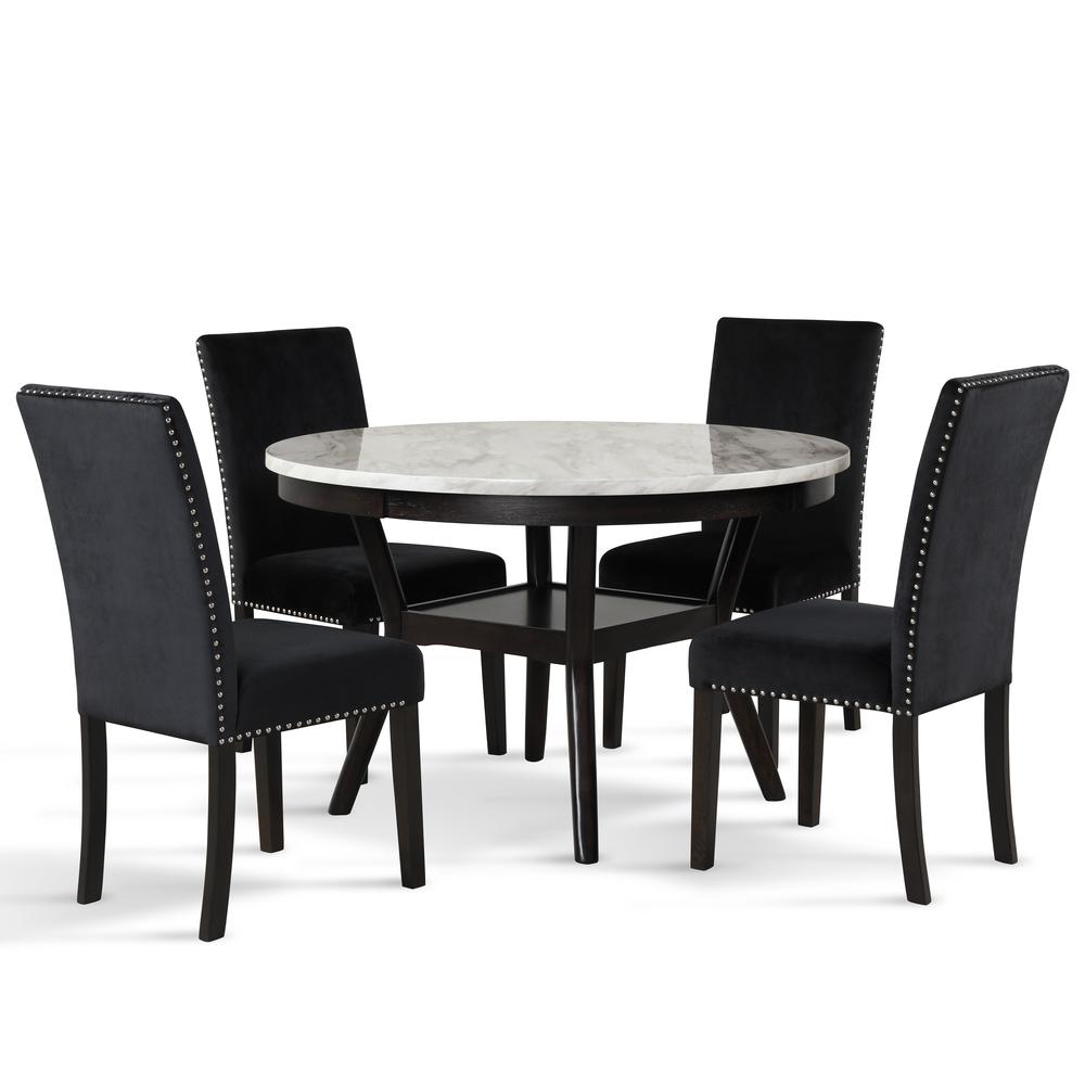 Furniture Celeste Faux Marble & Wood Dining Table in Espresso