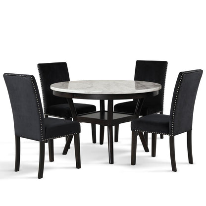 Furniture Celeste Faux Marble & Wood Dining Table in Espresso