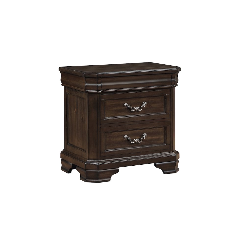 Lyndhurst Wood 3-Drawer Nightstand in Walnut