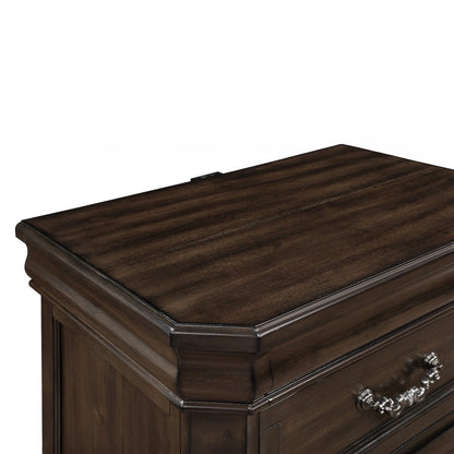 Lyndhurst Wood 3-Drawer Nightstand in Walnut