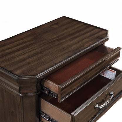 Lyndhurst Wood 3-Drawer Nightstand in Walnut