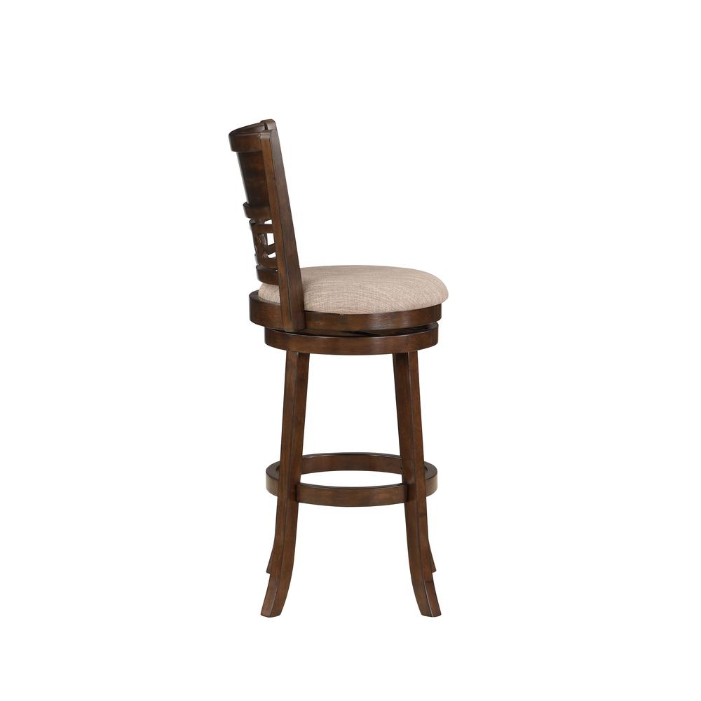 Gia 29" Solid Wood Swivel Bar Stool with Fabric Seat in Cherry