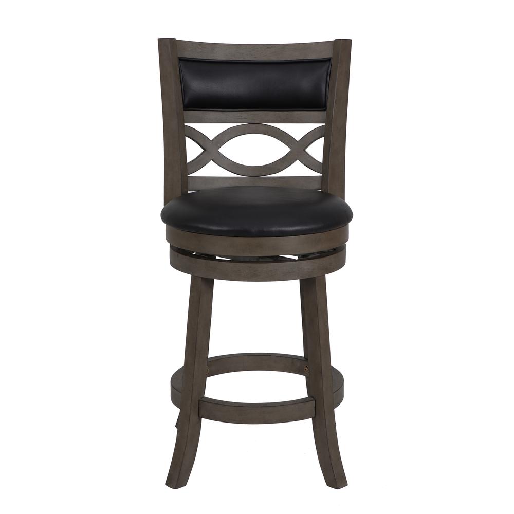 Manchester 24" Wood Counter Stool with Black PU Seat in Ant Gray