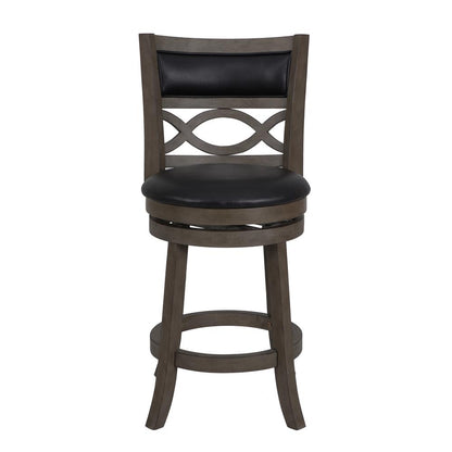 Manchester 24" Wood Counter Stool with Black PU Seat in Ant Gray