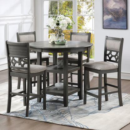 Furniture Mitchell 5-Piece Transitional Wood Counter Set in Gray