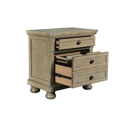 Furniture Allegra 3-Drawer Wood Nightstand in Pewter