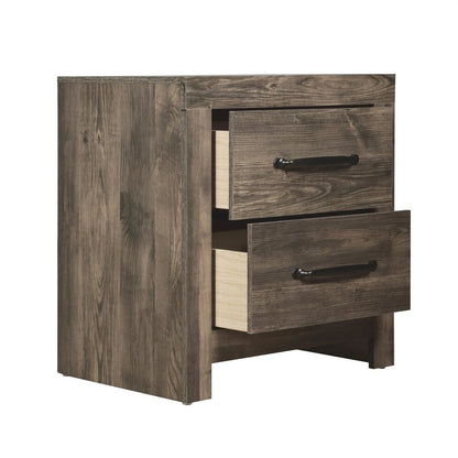Elegant 2 Drawer Wooden Nightstand – Black Wood Nightstand for Bedroom Use
