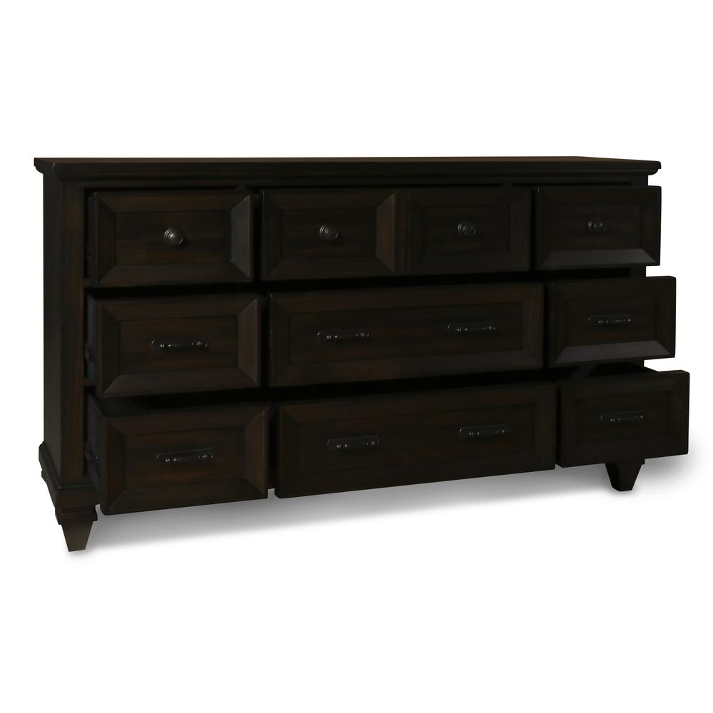 Furniture Sevilla Solid Wood 9-Drawer Dresser in Walnut