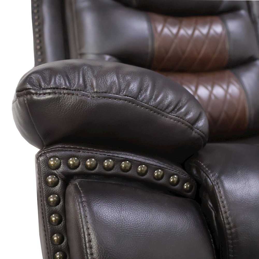 Nikko 3-Piece Faux Leather Power Living Room Set, Brown