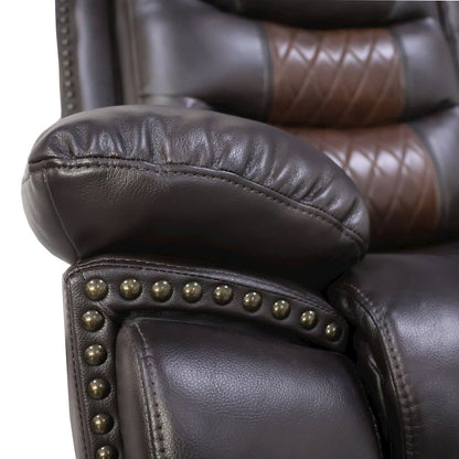 Nikko 3-Piece Faux Leather Power Living Room Set, Brown