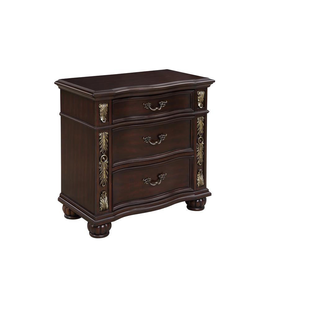 Furniture Maximus Solid Wood 3-Drawer Nightstand in Madeira
