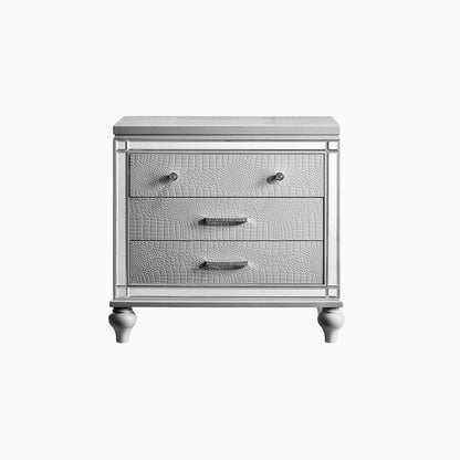 Valentino Wood 3-Drawer Nightstand in Silver