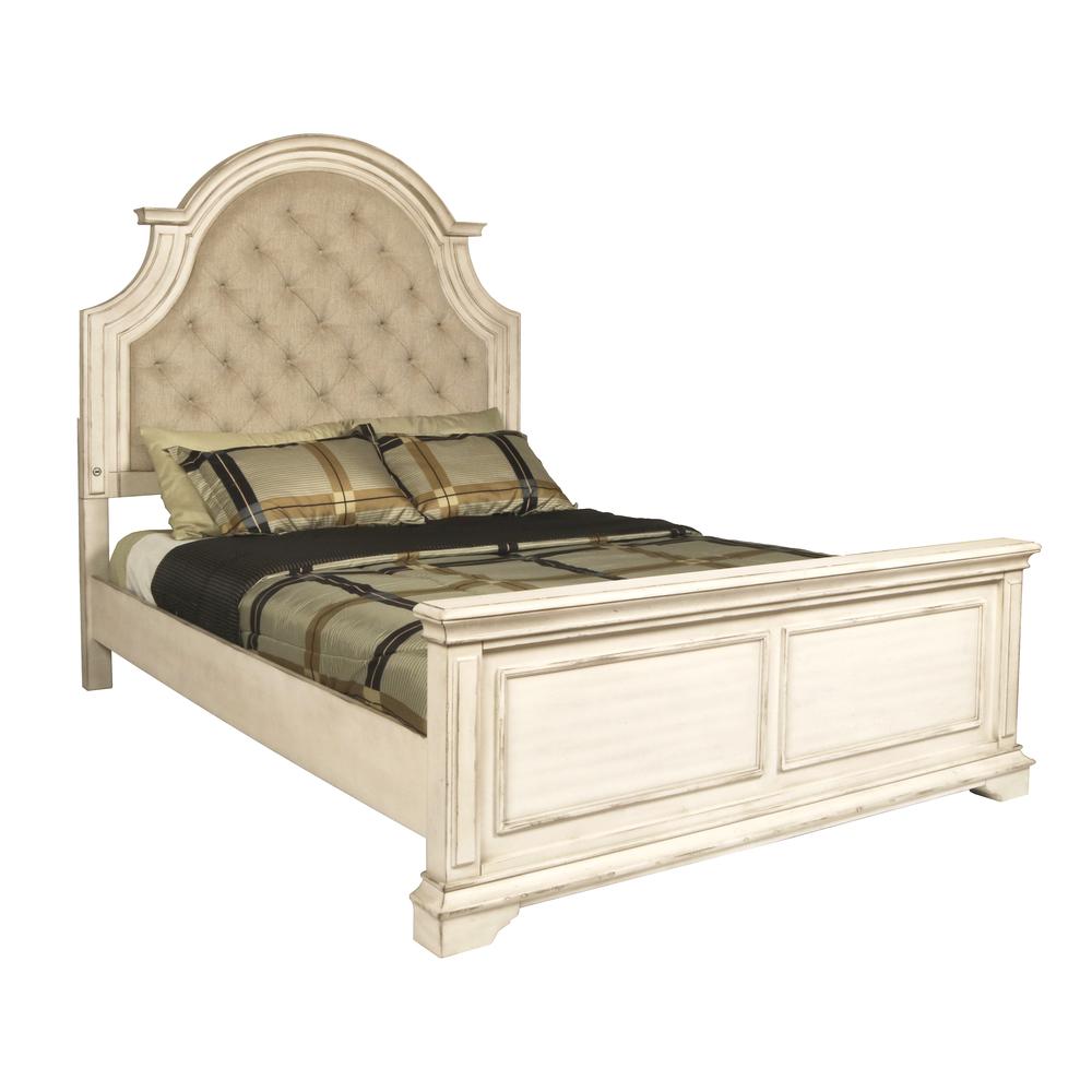 Furniture Anastasia Traditional Wood King Bed in Ant White