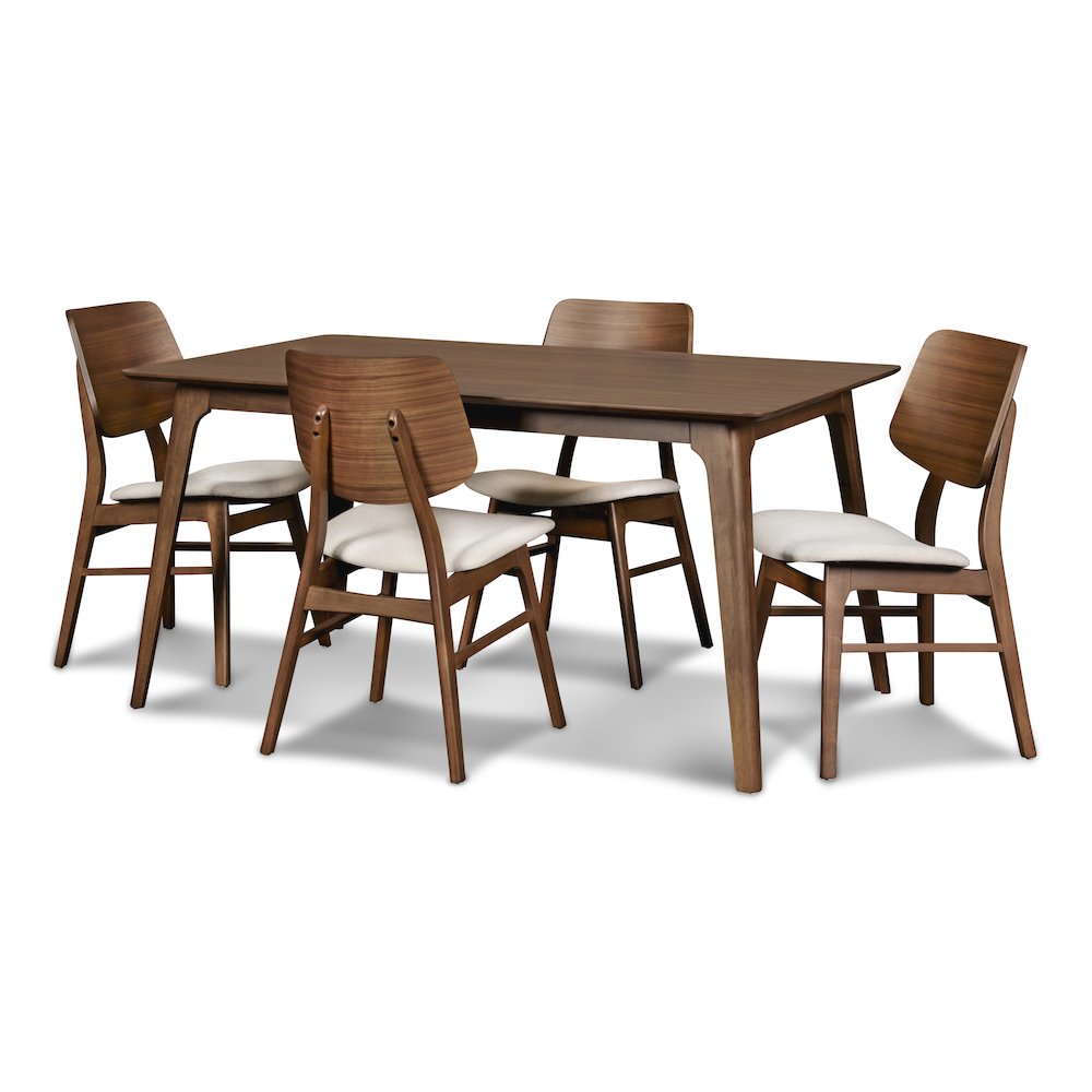 Furniture Oscar Solid Wood Table and 4 Chairs in Brown
