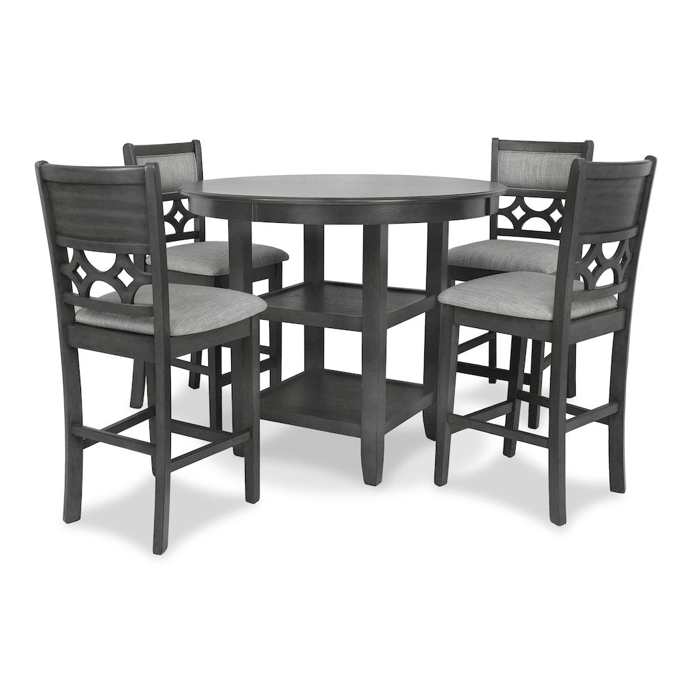 Furniture Mitchell 5-Piece Transitional Wood Counter Set in Gray