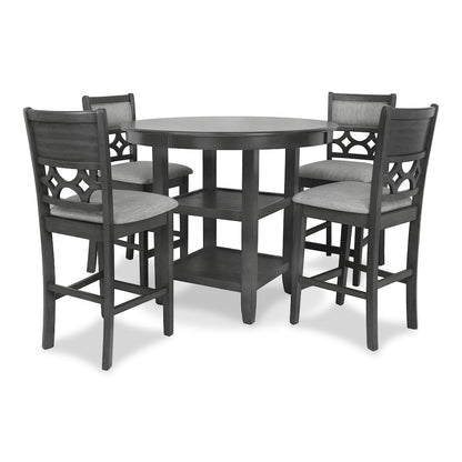 Furniture Mitchell 5-Piece Transitional Wood Counter Set in Gray