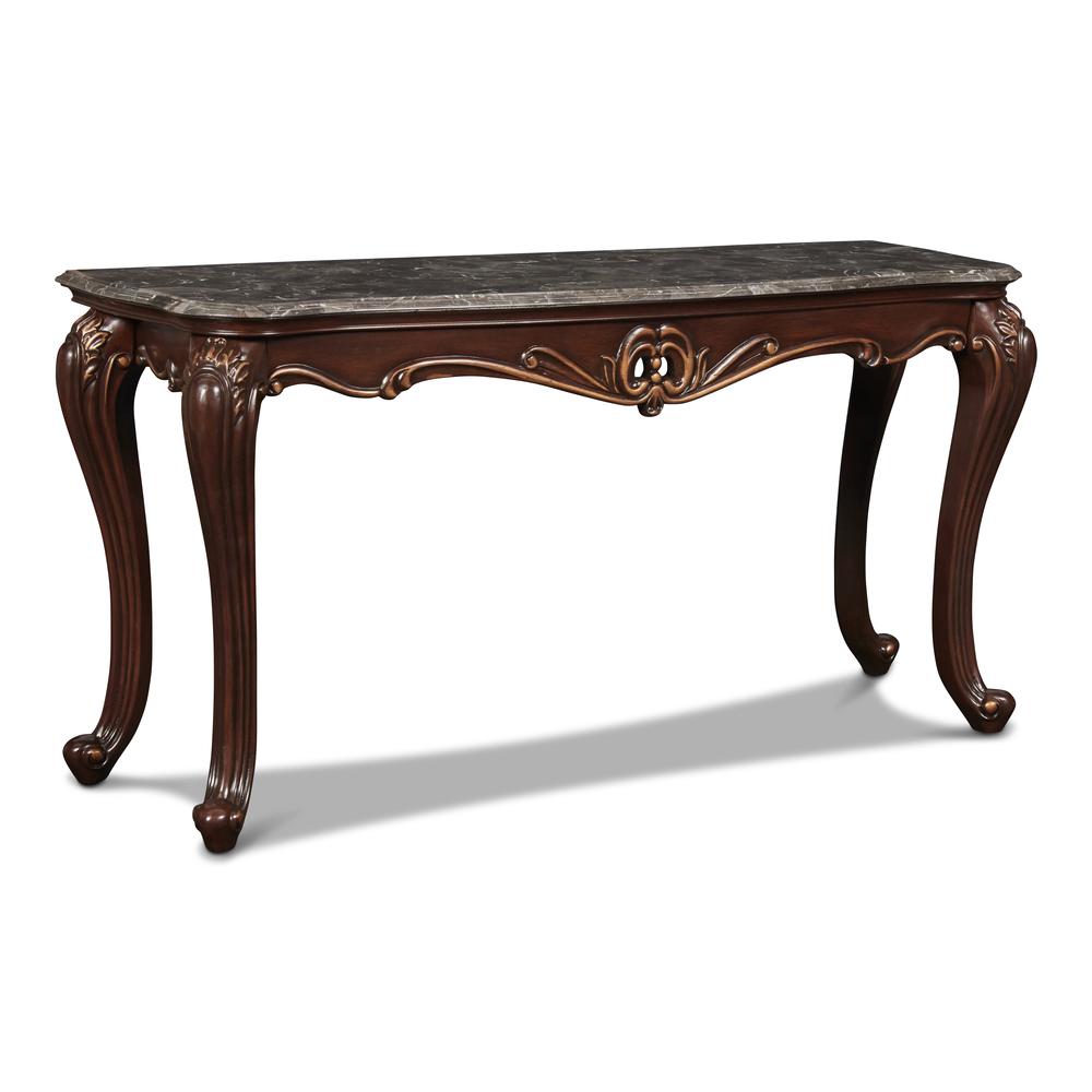 Furniture Constantine Wood Console Table with Rolled Feet in Cherry