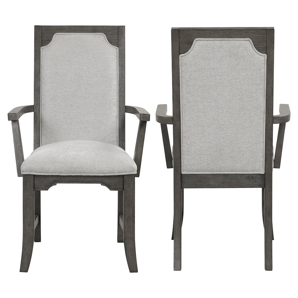 New Classic Furniture Lisbon Wood Dining Arm Chair in Gray (Set of 2)