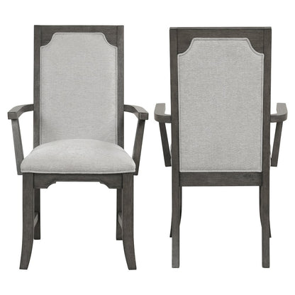 New Classic Furniture Lisbon Wood Dining Arm Chair in Gray (Set of 2)