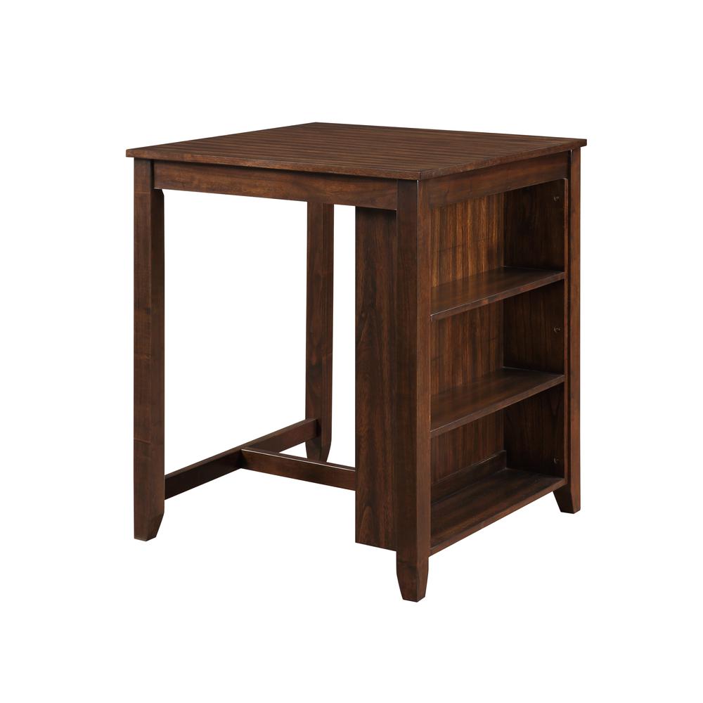 Furniture Gia Solid Wood Counter Table 2 Chairs in Cherry Brown