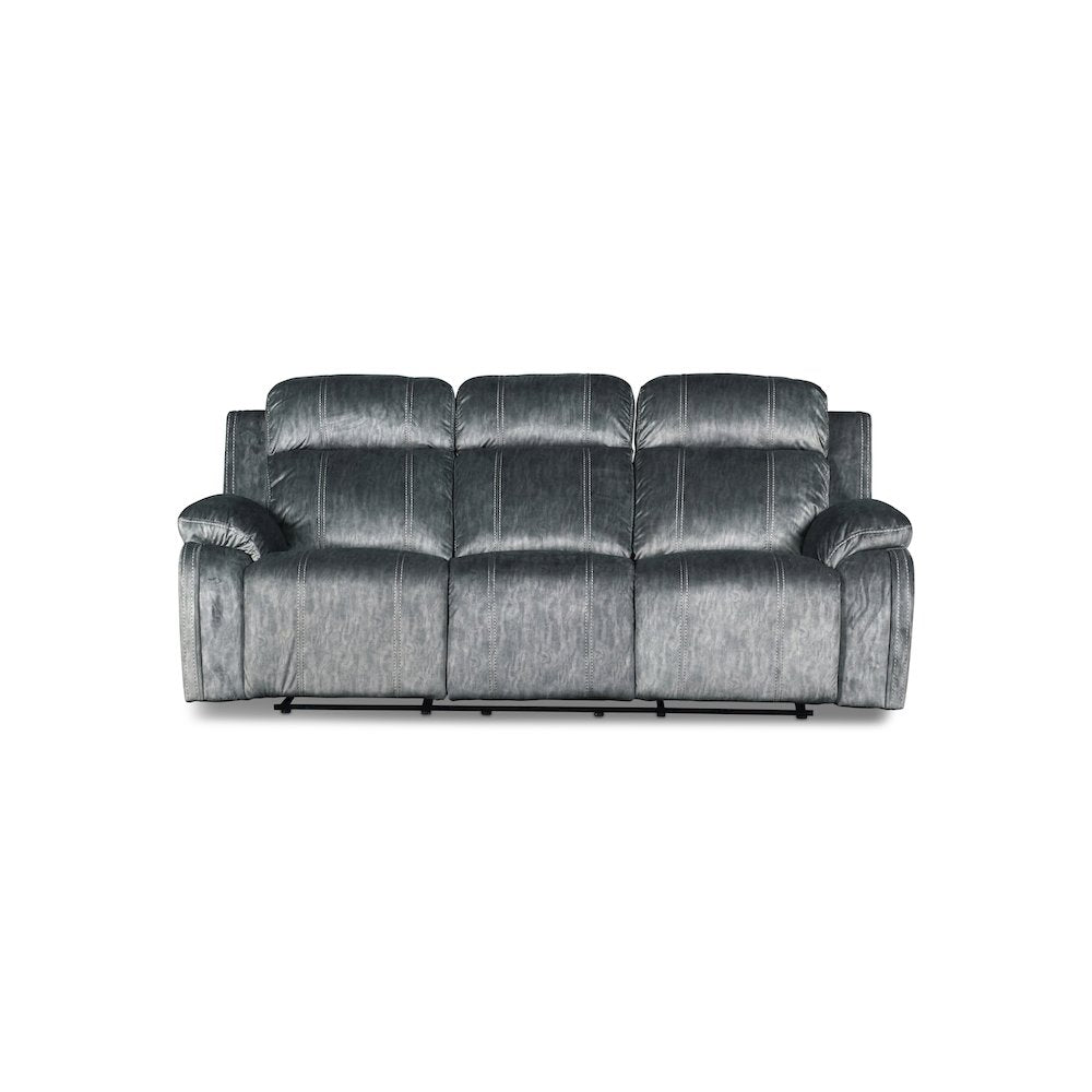 Furniture Tango Polyester Fabric Dual Recliner Sofa in Shadow Gray
