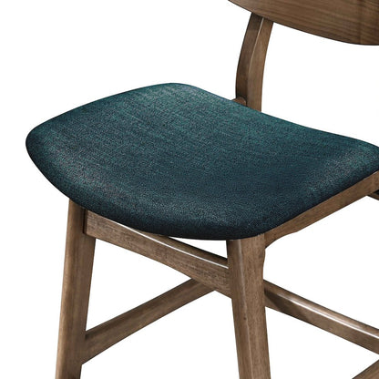 Oscar 5-Piece Wood Round Counter Table Set in Walnut/Teal