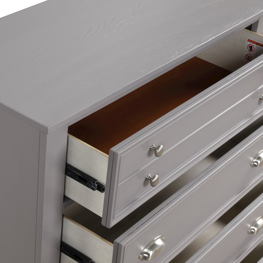 Jamestown Wood 5-Drawer Chest, Gray