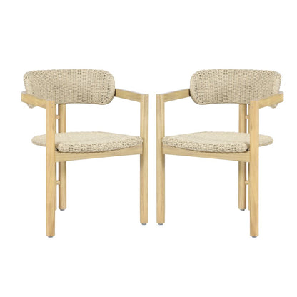Sedona Wood Patio Dining Chair in Natural (Set of 2)