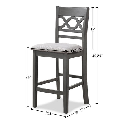 Cori 5-Piece Wood Round Counter Table Set with 4 Chairs in Gray