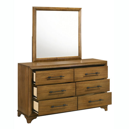 Talcott 4Pc Wood King Bedroom Set, Chest in Honey/Brown