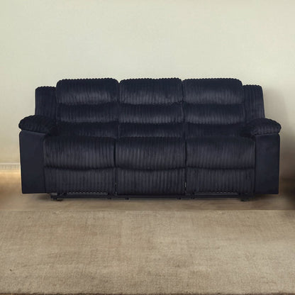 Willow Wood & Fabric Sofa with Dual Recliner in Black