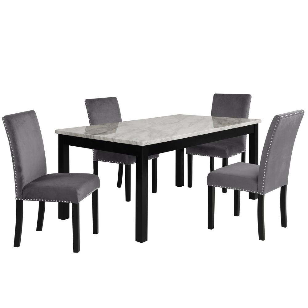 Furniture Celeste Wood Dining Table with Faux Marble Top in Espresso